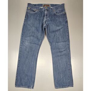 Levis 514 Jeans Mens 38x32. Slim Straight Leg The Original Denim Terqouis Stitch